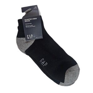 GAP Quarter Crew Socks Mens One‎ Size Black Gray 3 Pack Cushioned Sole Sports